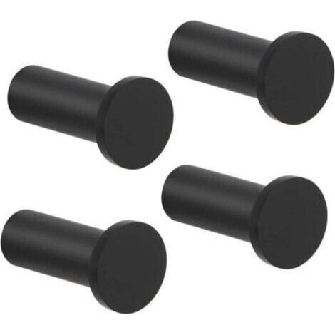Set mit 4 runden Schraubhaken, robuste Handtuchhalter aus Edelstahl für Bad, Schlafzimmer, Küche, Eingangsbereich, 16 x 35 mm, schwarz (1/4)