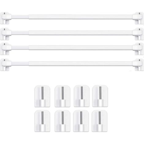 Aste per tende adesive estensibili – Installazione senza foratura – Set da 4 – Lunghezza 40-60 cm – Plastica di alta qualità – 4PCS-40-60CM-Crezuo
