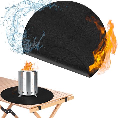 1 - Tapis De Protection - Tapis Ignifuge - Résistant À La Chaleur 1000°C - Pour Brasero Et Barbecue D'extérieur - Noir - 50,8x50,8cm (1/5)