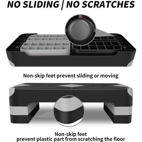 Plateforme aerobic 3 niveaux hauteur réglable 10,16 à 20,32 cm. Compacte facile à ranger pour exercice maison et bureau,couleur grise. (1/5)