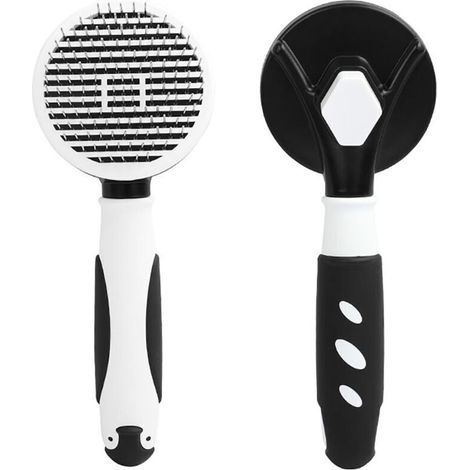 Brosse autonettoyante, brosse pour chien et chat avec particules de massage, outil de perte et de toilettage pour animaux de compagnie, enlève les poils morts, la fourrure, le sous-poil, les tapis (1/4)