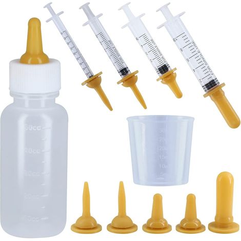 10 Pack Pet Bottles Liquid Cat Bottle Kit Needle Hose Kit Feeding and Replacement Kit Mini Nipples for Dogs and Cats (1/5)