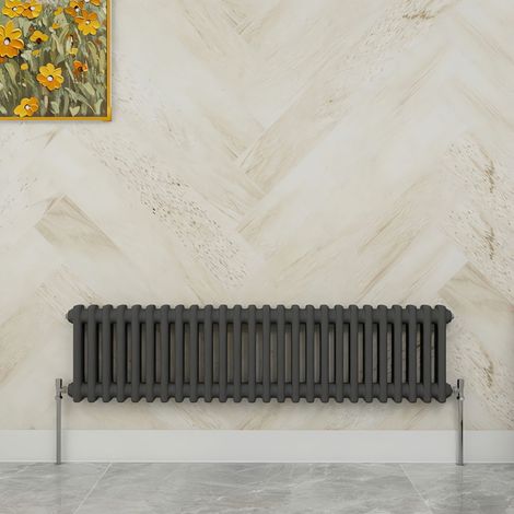 SKY Bathroom 300x1190mm 2 Column Radiator Horizontal Anthracite Traditional Column Radiator (1/5)