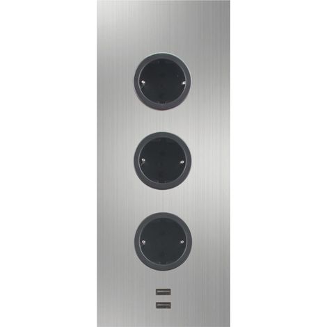 CARESSI Steckdosenelement 3ST29 3 Schukosteckdosen 2 USB-C Charger Edelstahl