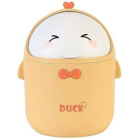 (Jaune)Mini Poubelle De Bureau Avec Couvercle, Poubelle de Style Dessin Animé Mignon Portable, Poubelle Bureau, Petite Poubelle de Salle De Bain, pour Chambre à Coucher, Bureau, Salon