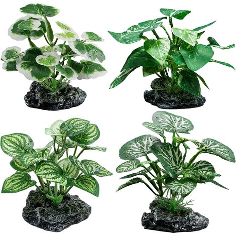 4Pcs Silk Aquarium Plants, Lifelike Artificial Aquarium Plants for Natural Look, Versatile Fish Tank Plants and Vivarium Plants Decor (1/5)