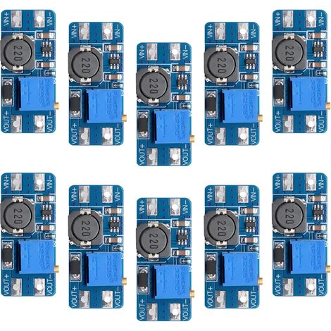 APEX Lot de 10 convertisseurs élévateurs DC-DC, convertisseur élévateur 2A, module régulateur de tension 2A, 3V/5V, convient aux convertisseurs élévateurs 5V/9V/12V/24V, réglable, compatible Arduino. (1/5)