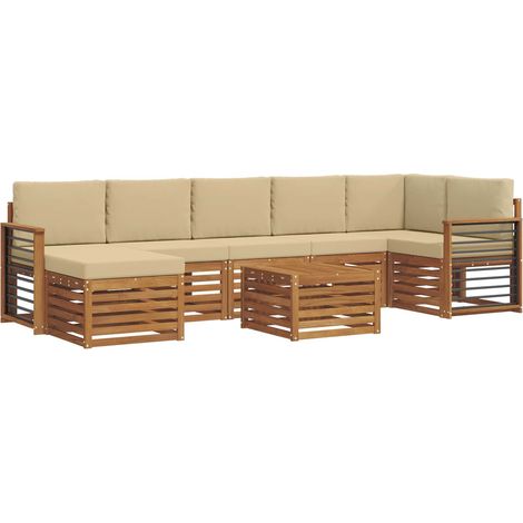 Outdoor-Sofagarnitur 8 pcs Natur und Beige Massivholz Akazie vidaXL (1/5)