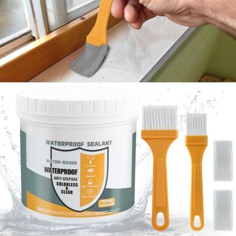 Agent de revêtement imperméable transparent 500 g pour salle de bain, toilettes, carrelage, murs, toit, pour l'intérieur et l'extérieur (1/5)