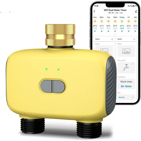 Programmateur Arrosage Automatique WiFi avec 2 Sorties pour Jardin, Pelouse (1/5)
