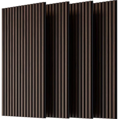 –Wood Panels for Wall Slat Wall Panels, 4PC Wood Slat Acoustic Panels for Wall and Ceiling - 3D Fluted Sound Absorbing Panel with Three Sides Fully Wrapped on  Wood Finish -115cm X 60cm(Dark walnut) (1/5)
