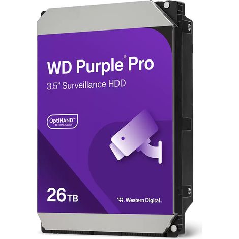 Disco duro interno Western Digital WD Purple Pro de 26 TB para vigilancia empresarial, 7200 rpm, SATA III, 512 MB de caché