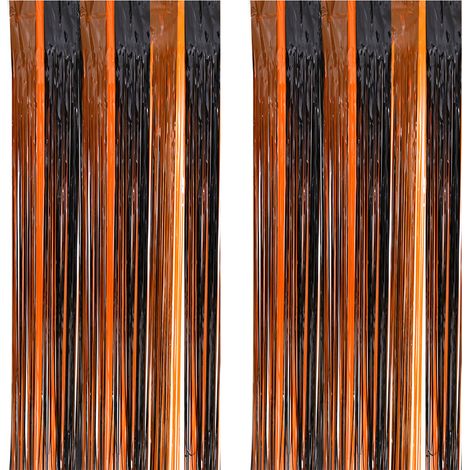 Rideau A Franges - Fond De Decoration Metalise Pour Halloween Thanksgiving Et Fetes D Automne - Lot De 2 (1/5)