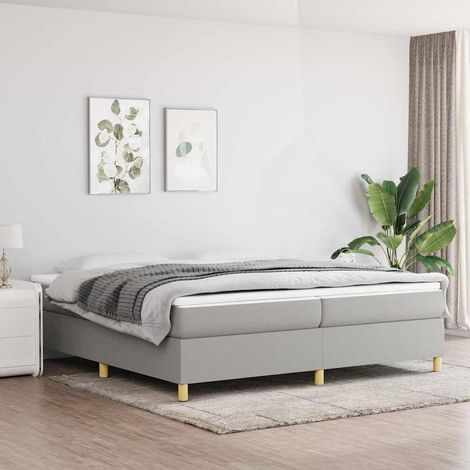 Sommier à ressorts de lit - Sommier pour Adulte et Enfant - Gris clair 200x200 cm Tissu BV391998 - BonneVie (1/5)