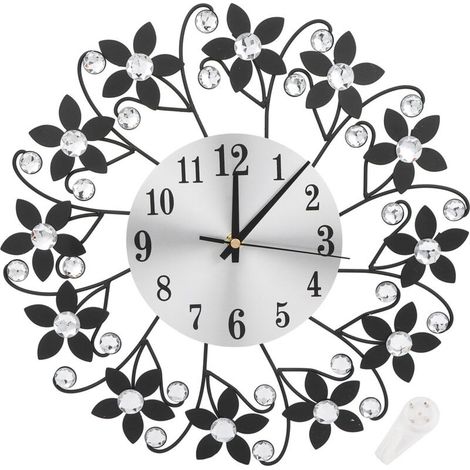 Horloge murale en métal moderne cristal décor de bureau à domicile horloge murale en métal silencieuse (1/5)