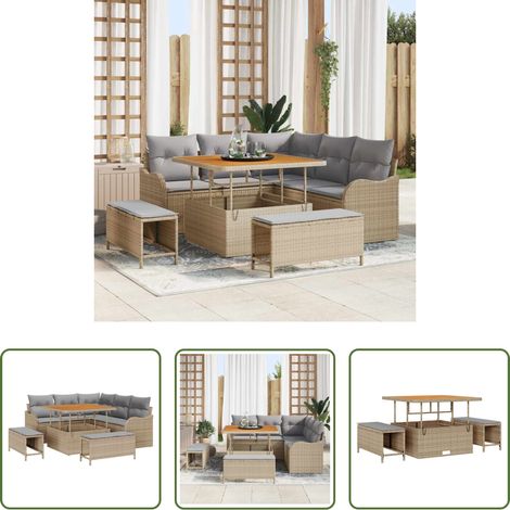 Canapé balcon - Ensemble de canapé de jardin 8 pcs Beige et Gris clair (1/5)