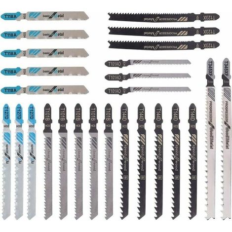 Lot de 25 Lames de Scie Sauteuse T118A / T144D / T101B/T123X / T101AO/T127D / T345XFpour Couper Métal/Bois/Plastique - Pour Bosch, Black & Decker, Makita, Dewalt - (25 pièces) (1/5)
