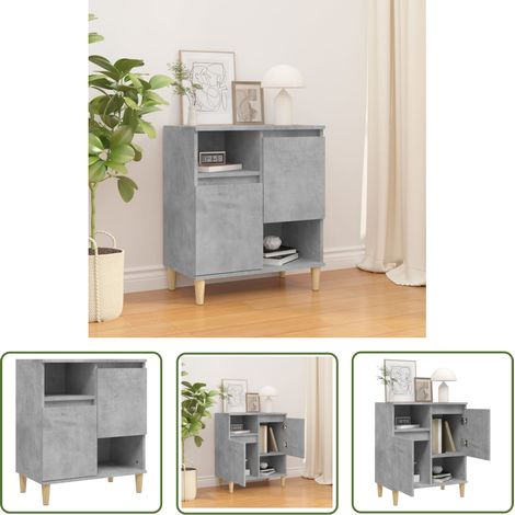 The Living Store Buffet Gris béton 60x35x70 cm Bois d'ingénierie - Buffet Gris - Meuble De Rangement - Commode - Armoire Murale - Mobilier Salon (1/5)