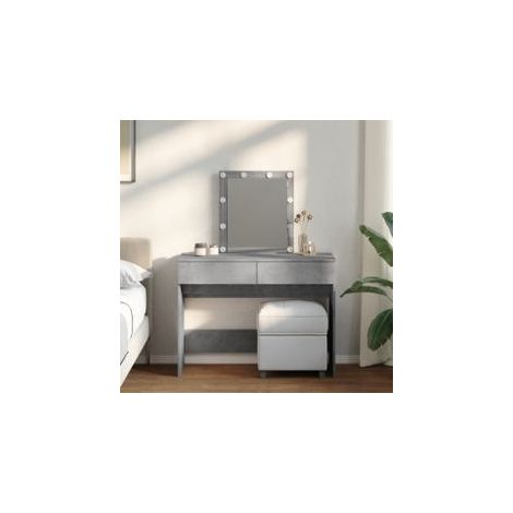 Coiffeuse avec LED gris béton 100x40x130 (1/5)