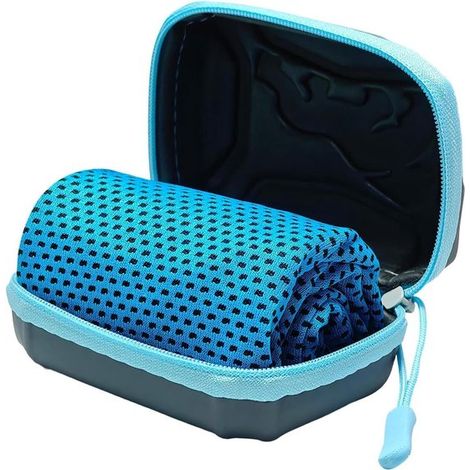 Serviette rafraîchissante pour le sport - Tissu rafraîchissant - Dissipation de la chaleur - Séchage rapide et respirant - 30 x 80 cm - Bleu ciel (1/5)