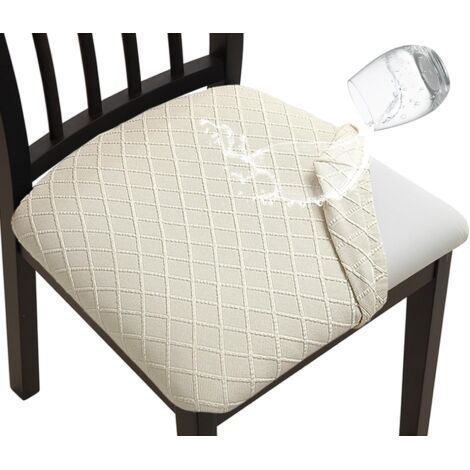 4er-Set Stuhlhussen – wasserabweisendes TPU-Laminat – abnehmbar und waschbar – für Küche, Esszimmer, Hotel, Hochzeit – Beige (1/5)