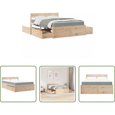 vidaXL Matelas à ressorts ensachés - Lit avec tiroirs et matelas 120x190 cm bois massif de pin (1/5)