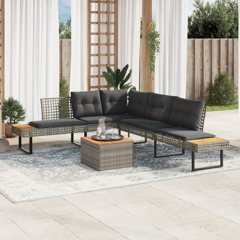 Maison Exclusive - 2-tlg. Garten-Sofagarnitur mit Kissen Grau Pol