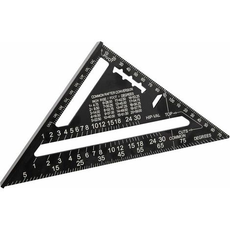 180mm(7pouces) Aluminium Règle Équerre de Triangle Rapporteur Multifonction Equerre Menuisier 45-90 Degres Carpenter Outil de Mesure(Métrique)-- (1/5)