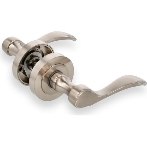 Jeu de poignée avec poignée et rosace - Modèle Yaltarz - Fabriqué en acier chromé mat - Mesure : 52mm - Carré de 6 mm - Idéal pour les portes intérieures (1/5)