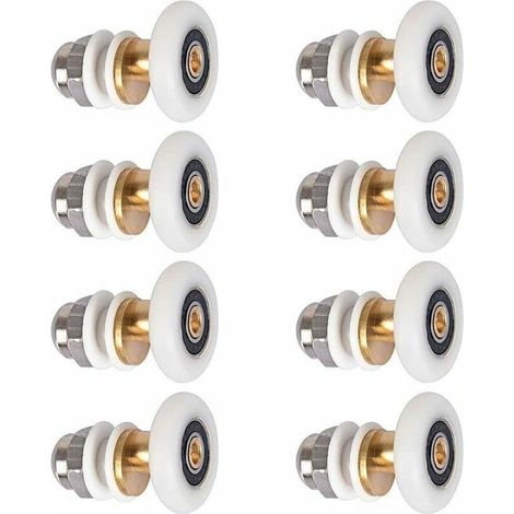 Roulette Porte Douche, Roulettes de Porte Coulissante Cabine de Douche Porte Poulies Roue de Rechange pour Rouleau avec Diamètre de Roues 27mm, 8 Pièces (1/5)