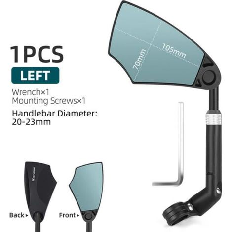 1Pcs Rétroviseur de vélo Anti-glare-Rotation à 360°-Vision claire-Rétroréflecteur de Vélo-tige rétractable-gauche (1/4)