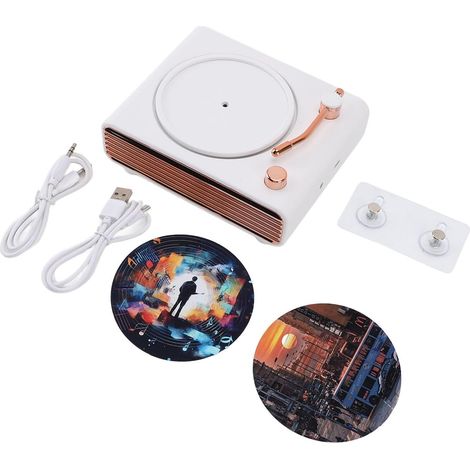 Haut-Parleur Bluetooth Style Tourne-Disque Vinyle 5W Son Surround 360° Design Vintage, Montage Mural ou Bureau, Son Riche pour Ambiance Nostalgique Salon Atelier, 1200mAh Autonomie Longue Durée (1/5)