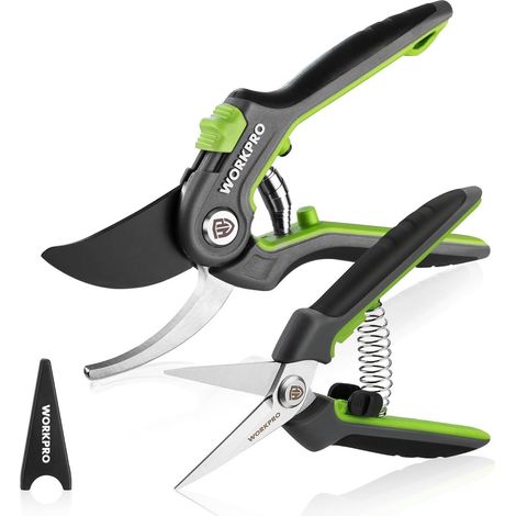 WORKPRO Gartenschere Set 2-tlg Astschere 210mm Ernteschere 160mm für (1/5)