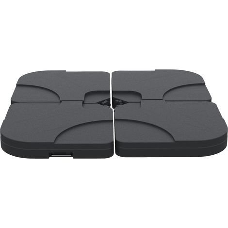 Lot de 4 pied de parasol poids de lestage carré avec poignée pour parasol A remplir d'eau jusqu'à 60 kg ou de sable jusqu'à 72 kg 50 x 50 x 8 cm polyéthylène haute densité noir