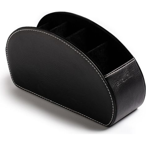 Support de télécommande en cuir PU, organiseur multifonction avec 5 compartiments, boîte de rangement pour télécommandes TV, crayons, pinceaux de maquillage