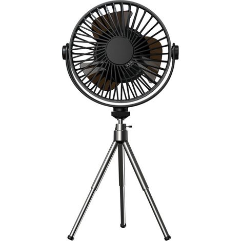 Ventilateur de camping d'extérieur sur trépied, de bureau ou mural, appareil de refroidissement d'air multifonction avec veilleuse (1/5)
