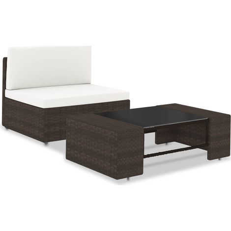 2-tlg. Garten-Lounge-Set Poly Rattan Braun