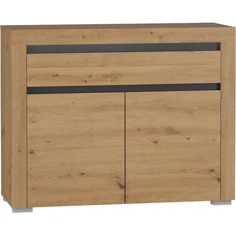 Bufé 2 puertas 1 cajón con LED Kasla Madera y Antracita (1/5)