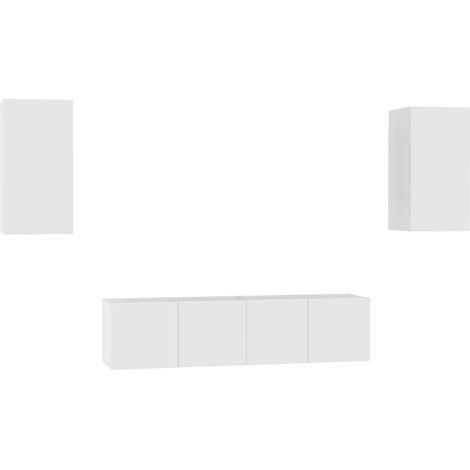 Ensemble de meubles TV 4 pcs,Banc Tv Moderne,Meuble De Rangement Blanc Bois d'ingénierie CFW46243 (1/5)