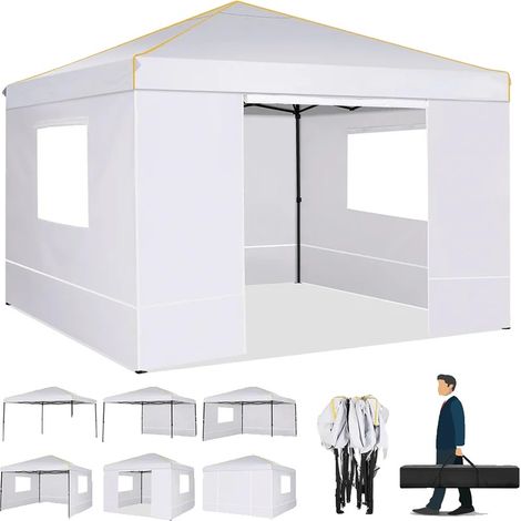 Abri de jardin, Tissu imperméable, Murs latéraux interchangeables, Blanc (1/2)