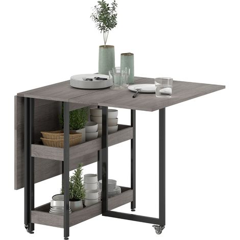 Tavolo da pranzo pieghevole ed estensibile grigio per 2-4 persone HOMVRA (1/5)