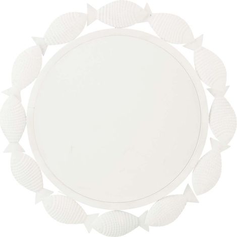 Miroir Mural en Métal "Poisson" 76cm Blanc (1/2)