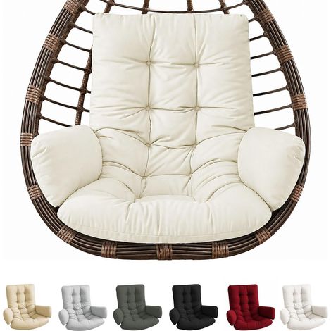 Coussin pour fauteuil suspendu - Coussin de chaise à bascule - Coussin d'intérieur - Coussin de jardin - Coussin épais pour balancelle suspendue - Crème (1/5)