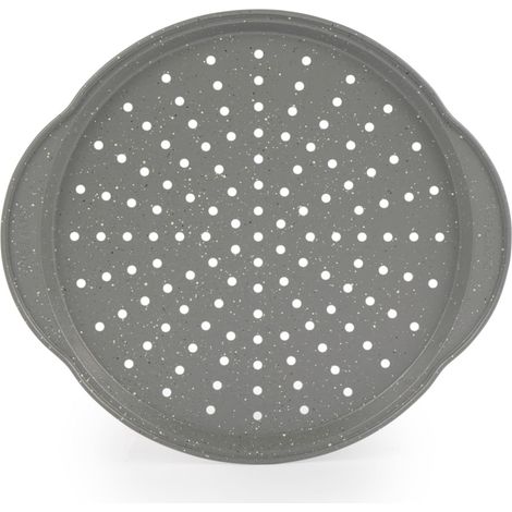 Plat à Pizza 37cm Marblestone, Moule Pizza Antiadhésif Style Pizza Party, Plat Four Rond Perforé Sans PFOA, Base Spéciale Cuisson Homogène 220°C, Poignées Pratiques (1/5)