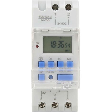 royaluxe -Minuterie Numérique Programmable 7 Jours avec Affichage LCD TM919A-3 24V DC 16A (1/5)