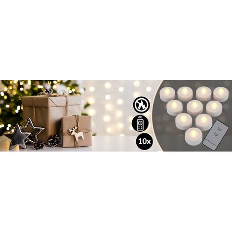 Velas de té LED con control remoto, blanco cálido, juego de 10 (1/5)