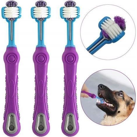 3er-Pack Hundezahnbürsten für die Zahnpflege Ihres Haustieres, Dreikopf-Zahnbürste, Zahnhygienebürste für Hunde