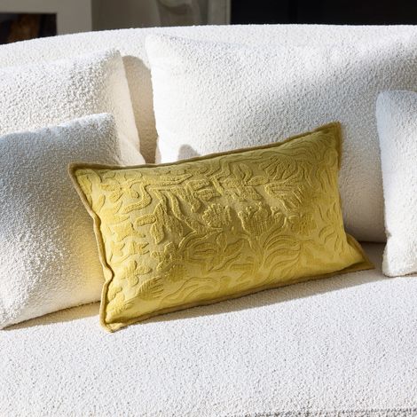 Housse de coussin en Jacquard floral en chenille CORINNA