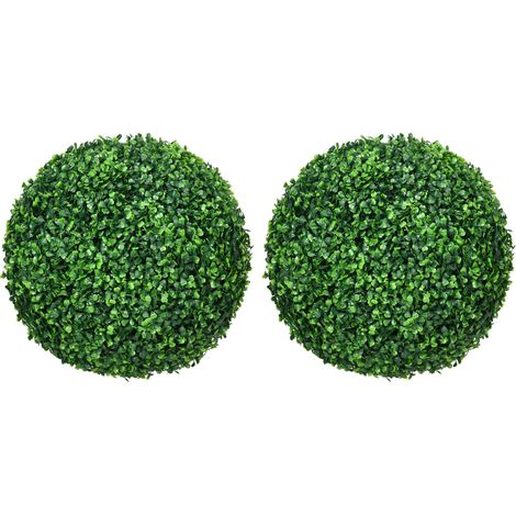 Ensemble de 2 boules de buis, plantes artificielles avec protection UV pour une utilisation intérieure et extérieure, vertes