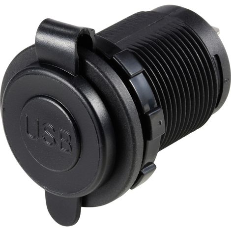 TRU COMPONENTS TC-12114140 USB A + USB C® Einbaubuchse beleuchtet , blaue LED, rund Inhalt: 1 St.